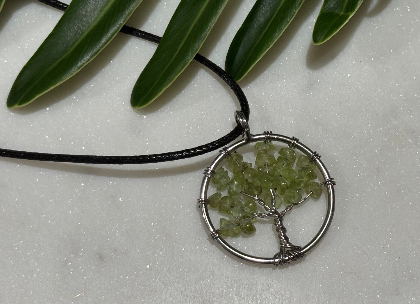 Green Grass Tree of Life Necklace