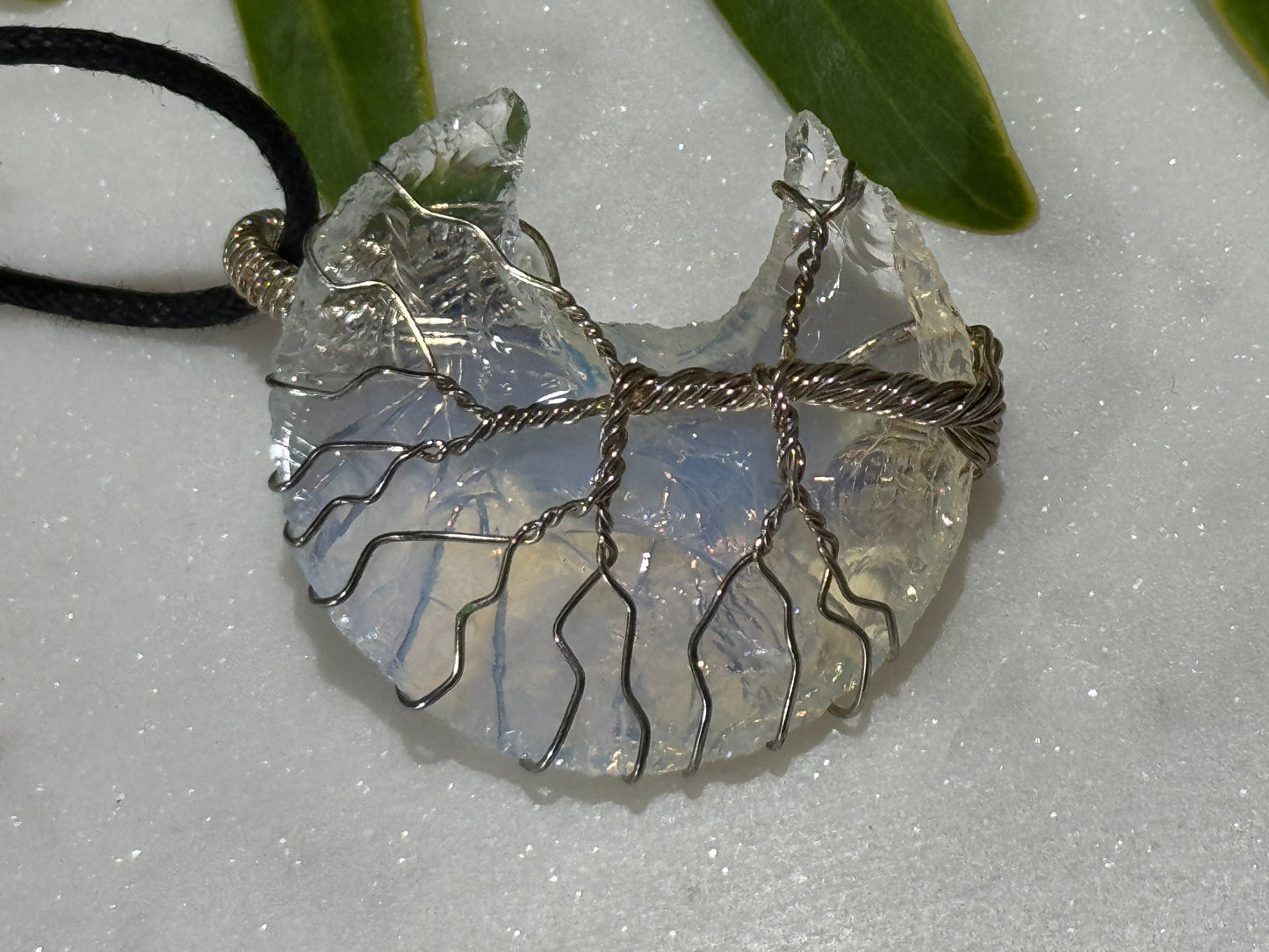 Opalite Moon, ‘Tree of Life’ Wrapped Pendant Necklace