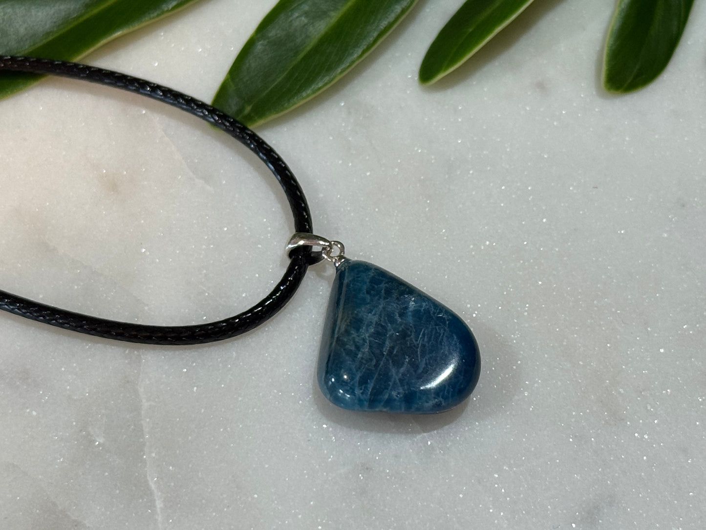 Blue Apatite Sterling Silver Tumble Pendant