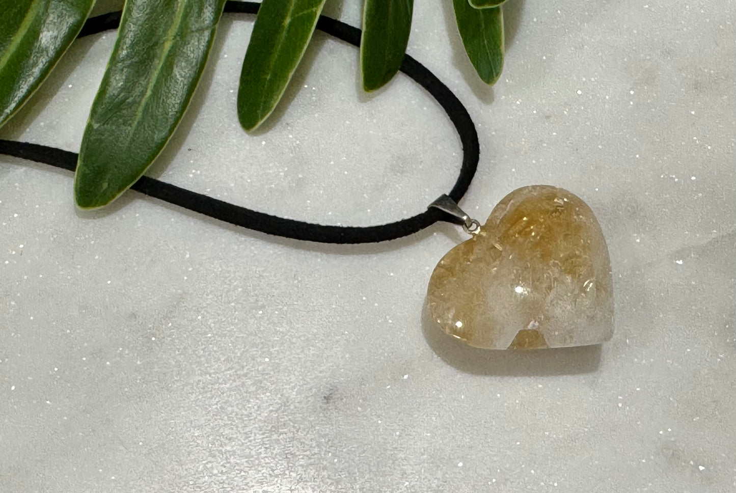 Citrine Crystal Heart-Shaped Pendant Necklace