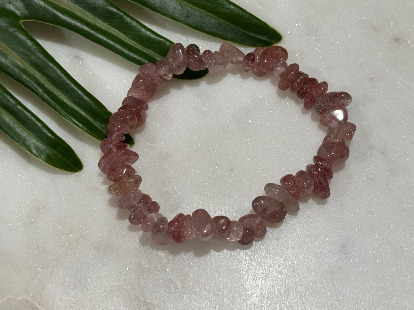 Strawberry Quartz Crystal Chip Bracelet