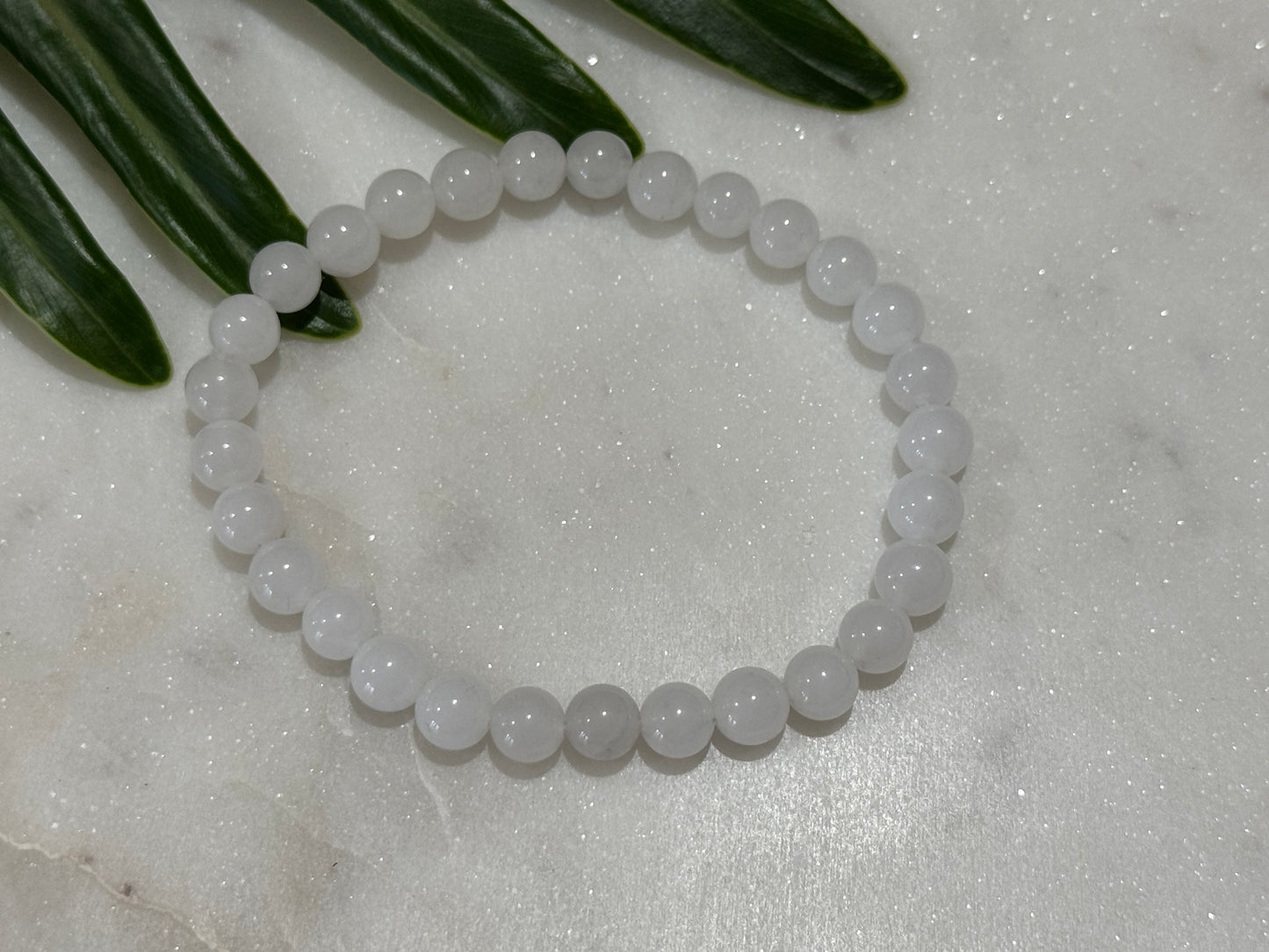 White Jade Crystal Bead Bracelet
