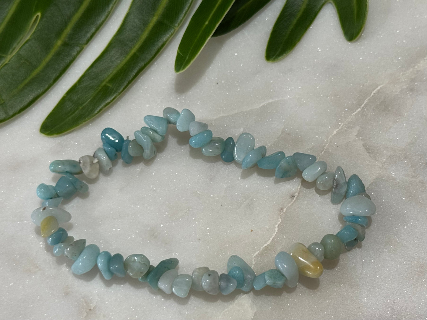 Blue Amazonite Crystal Chip Bracelet