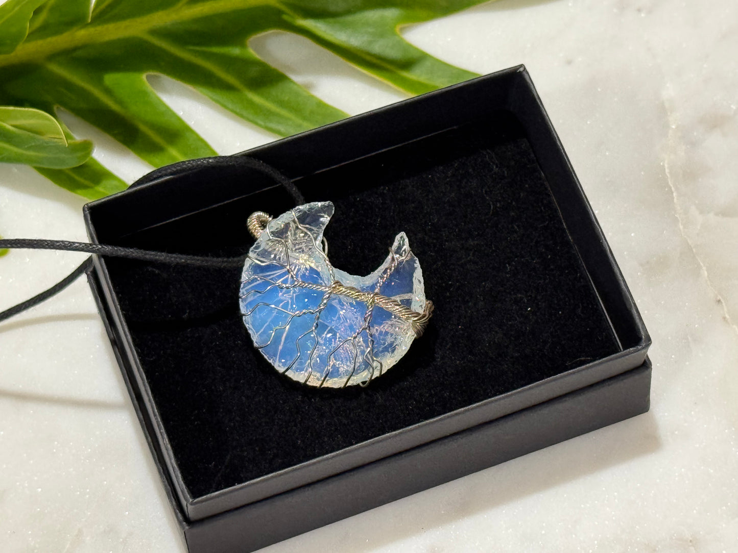 Opalite Moon, ‘Tree of Life’ Wrapped Pendant Necklace
