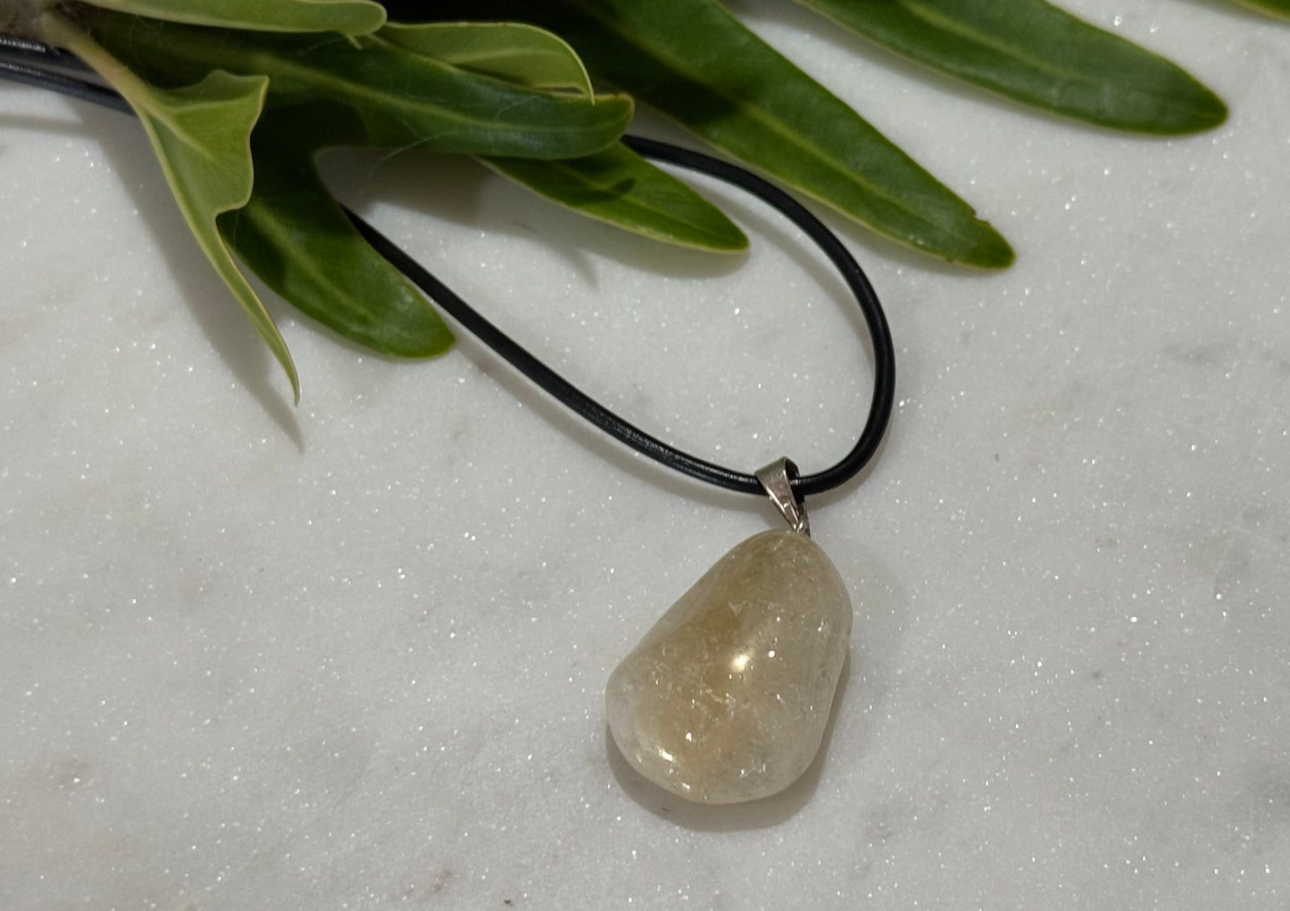 Citrine Polished Tumble-Stone Pendant Necklace