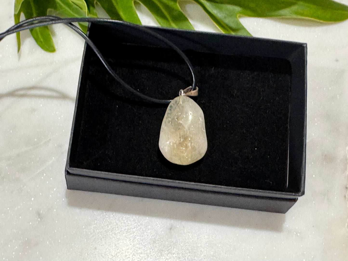 Citrine Polished Tumble-Stone Pendant Necklace