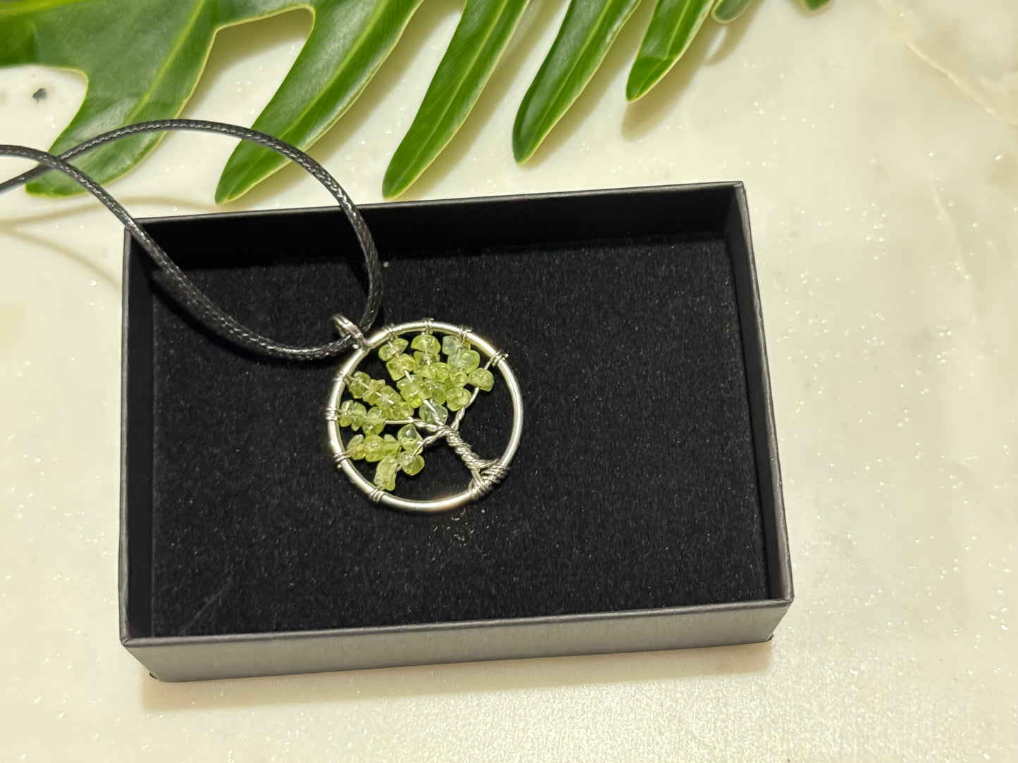 Green Grass Tree of Life Necklace
