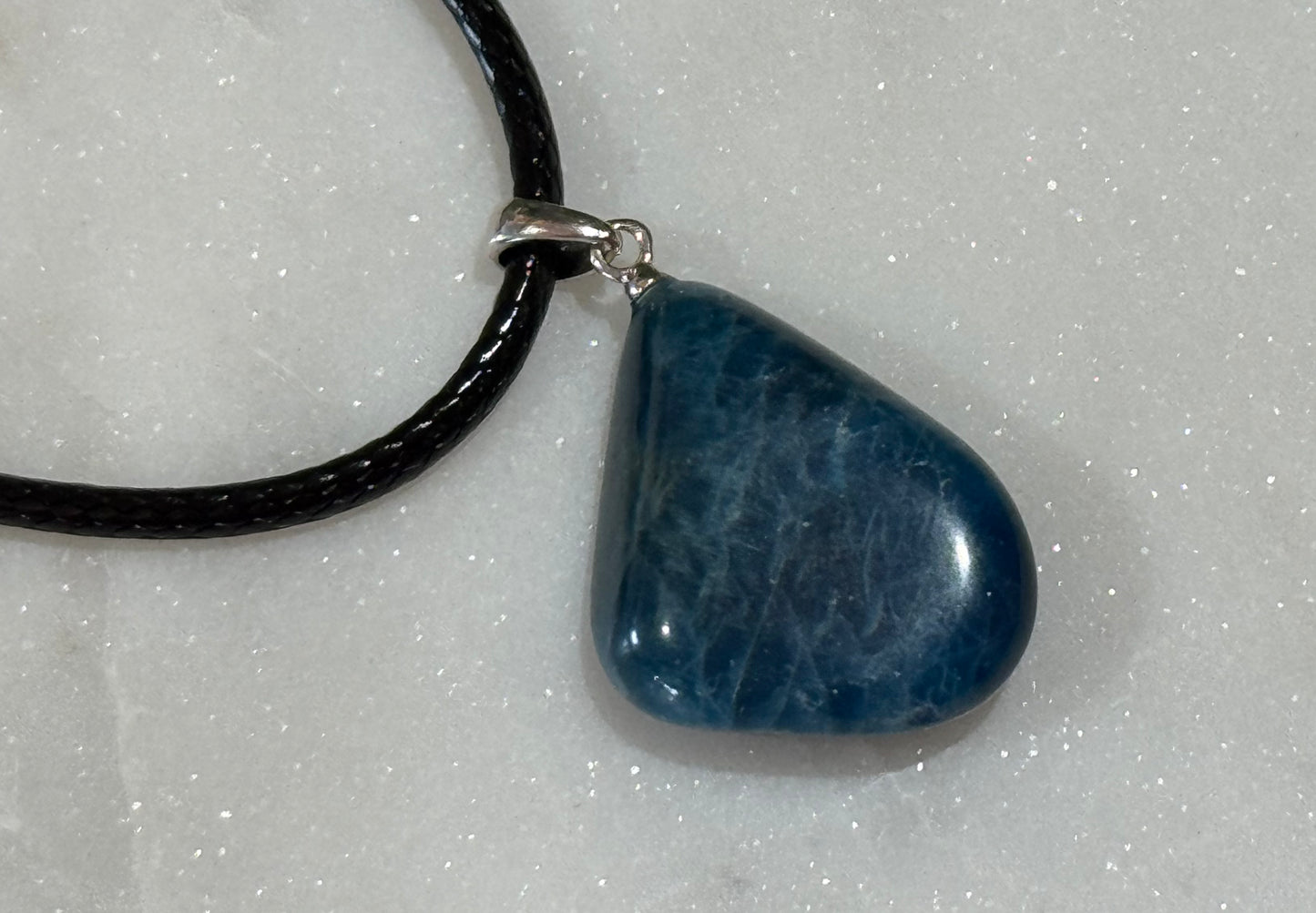 Blue Apatite Sterling Silver Tumble Pendant