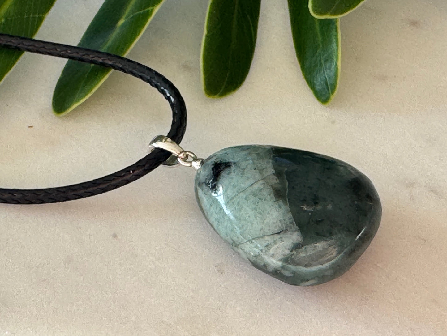 Emerald Sterling Silver Tumble Pendant