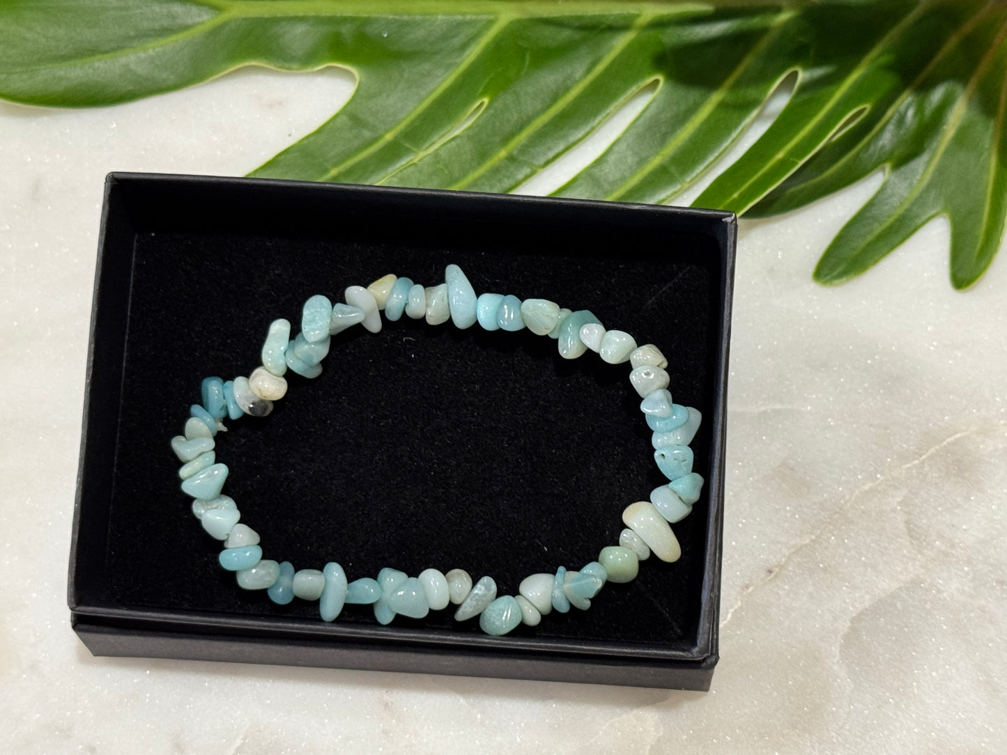 Blue Amazonite Crystal Chip Bracelet