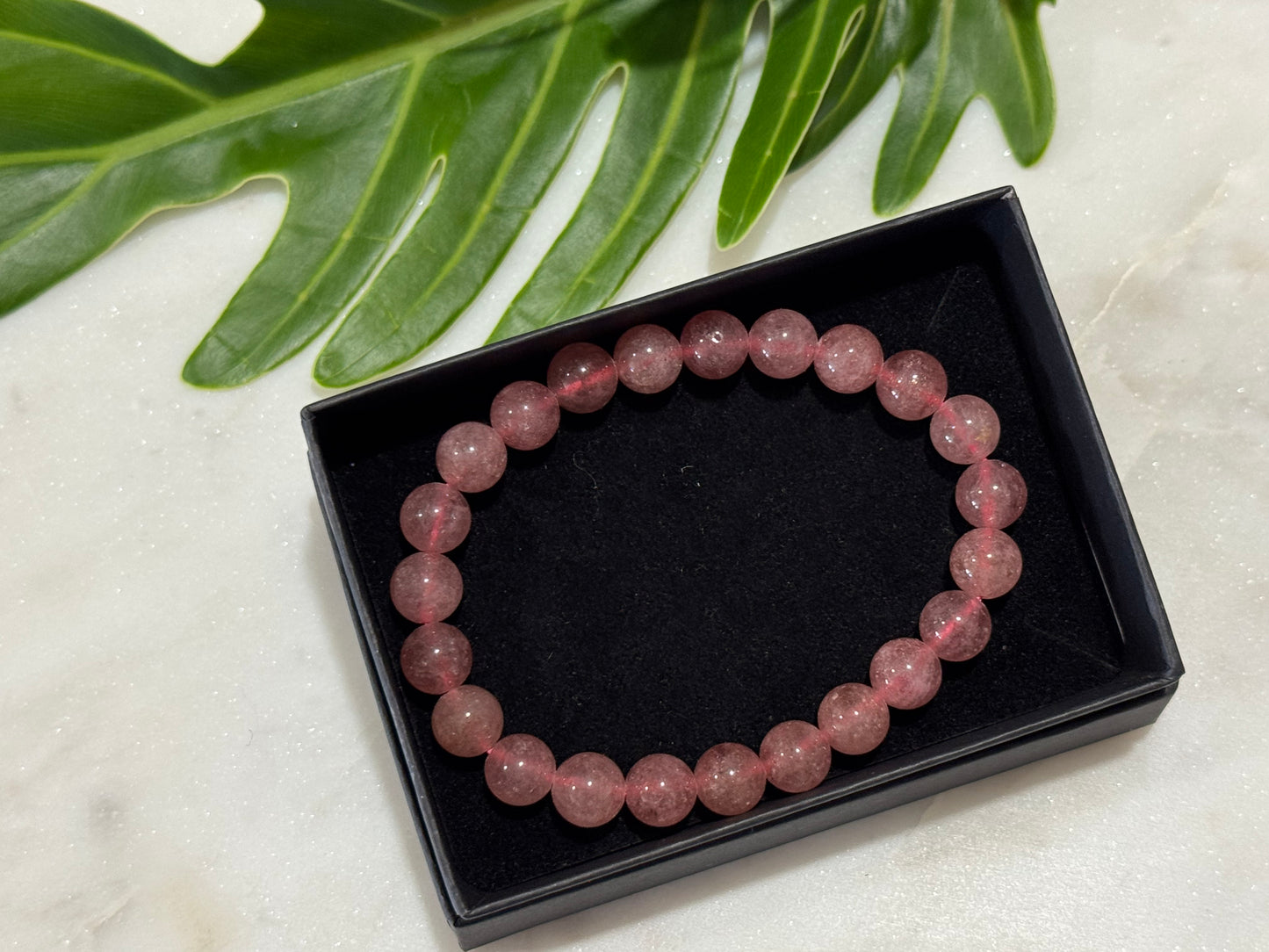 Strawberry Quartz Crystal Bead Bracelet