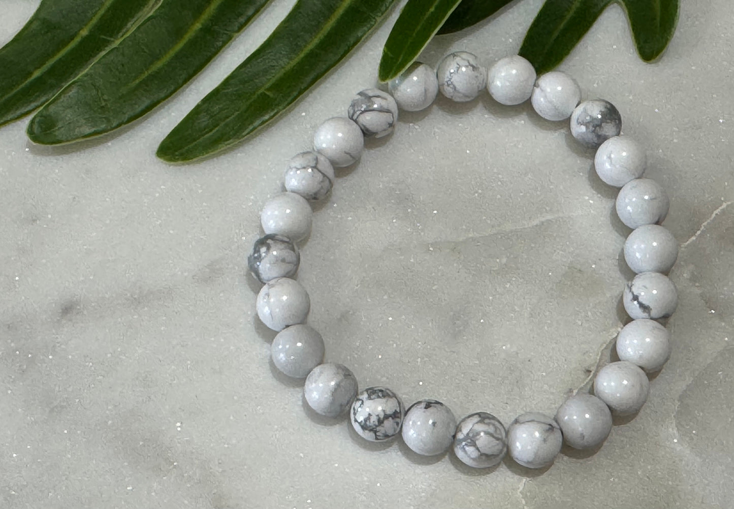 White Howlite Crystal Bead Bracelet