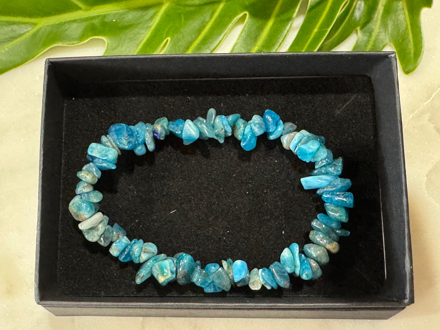 Blue Apatite Crystal Chip Bracelet