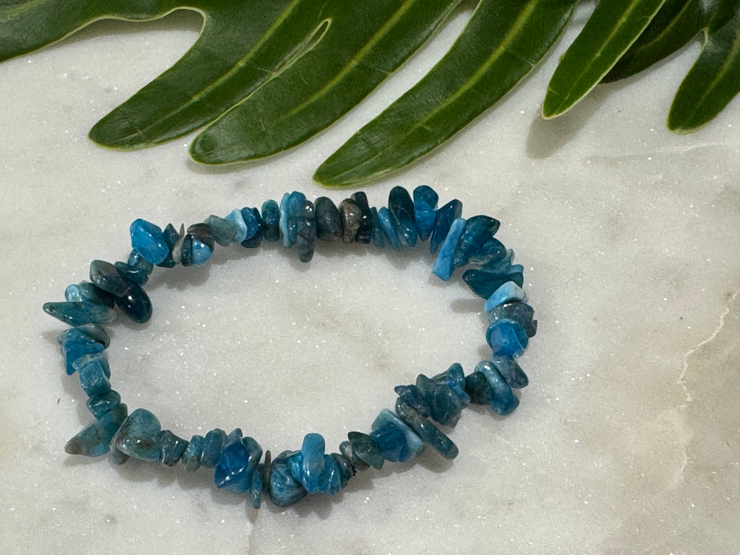 Blue Apatite Crystal Chip Bracelet