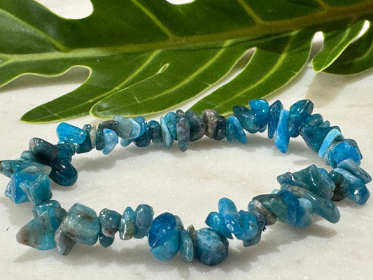 Blue Apatite Crystal Chip Bracelet