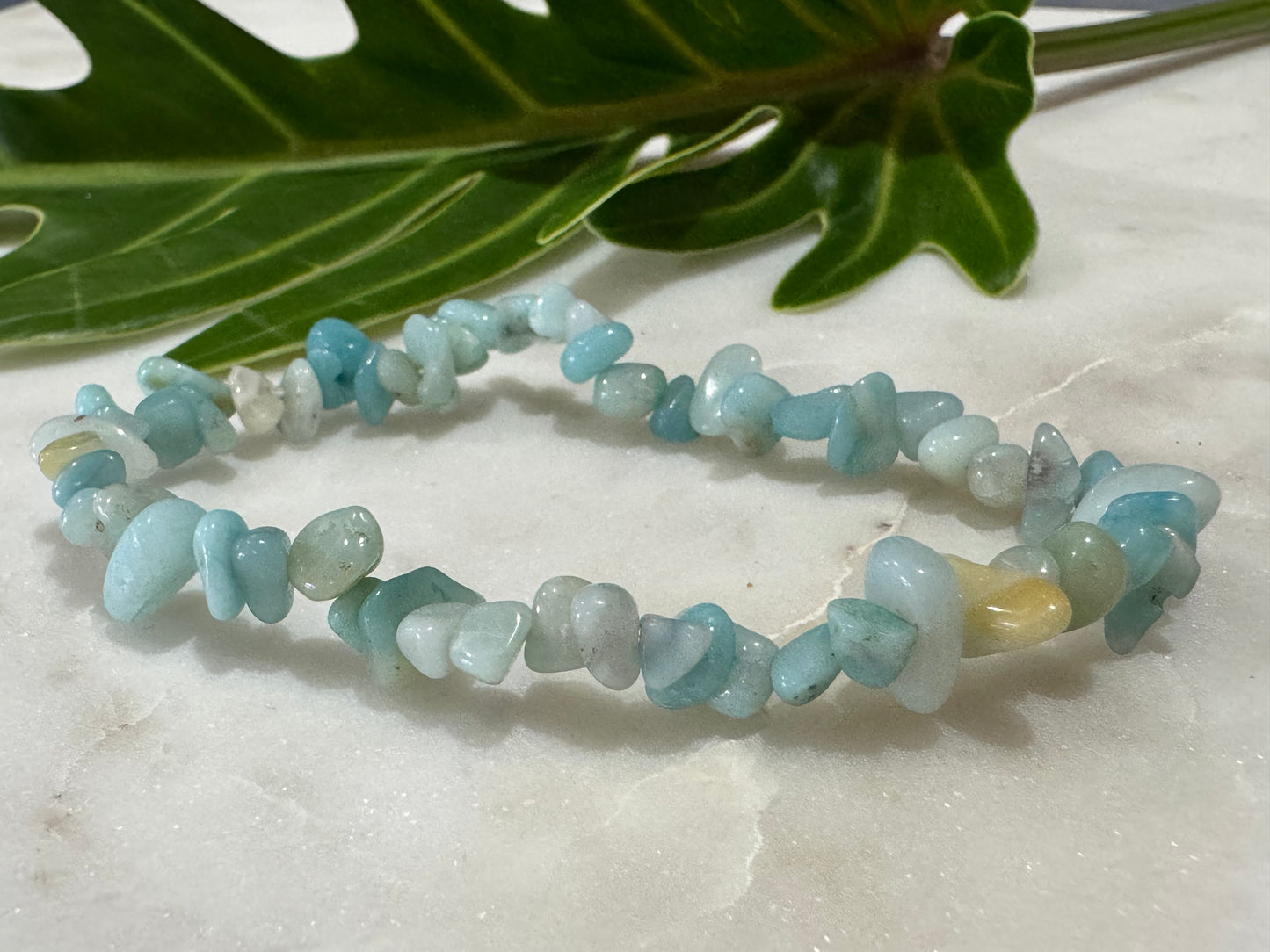 Blue Amazonite Crystal Chip Bracelet