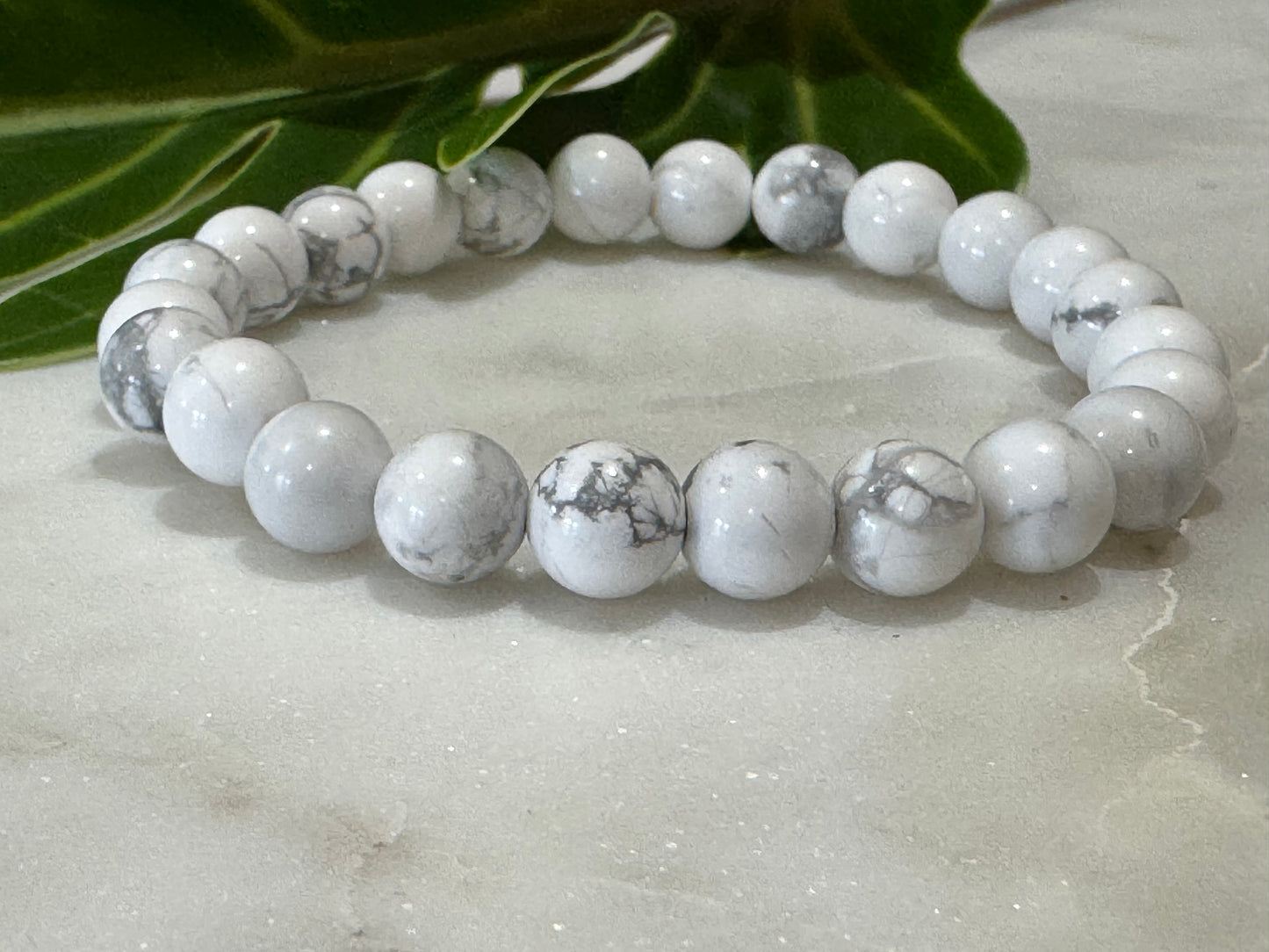 White Howlite Crystal Bead Bracelet