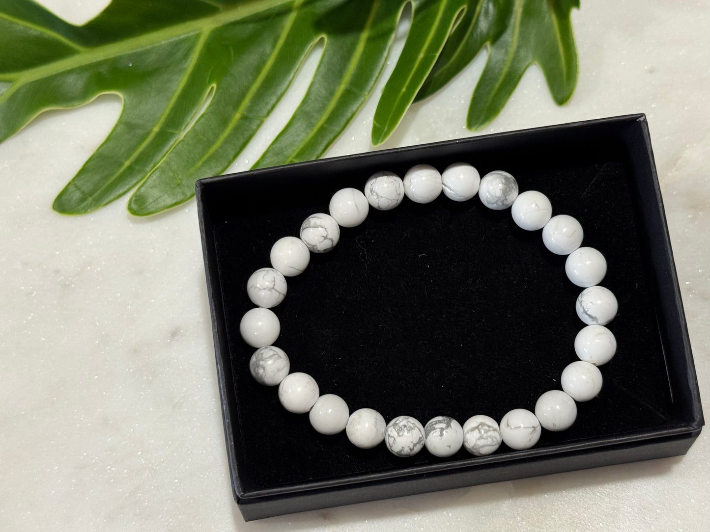 White Howlite Crystal Bead Bracelet