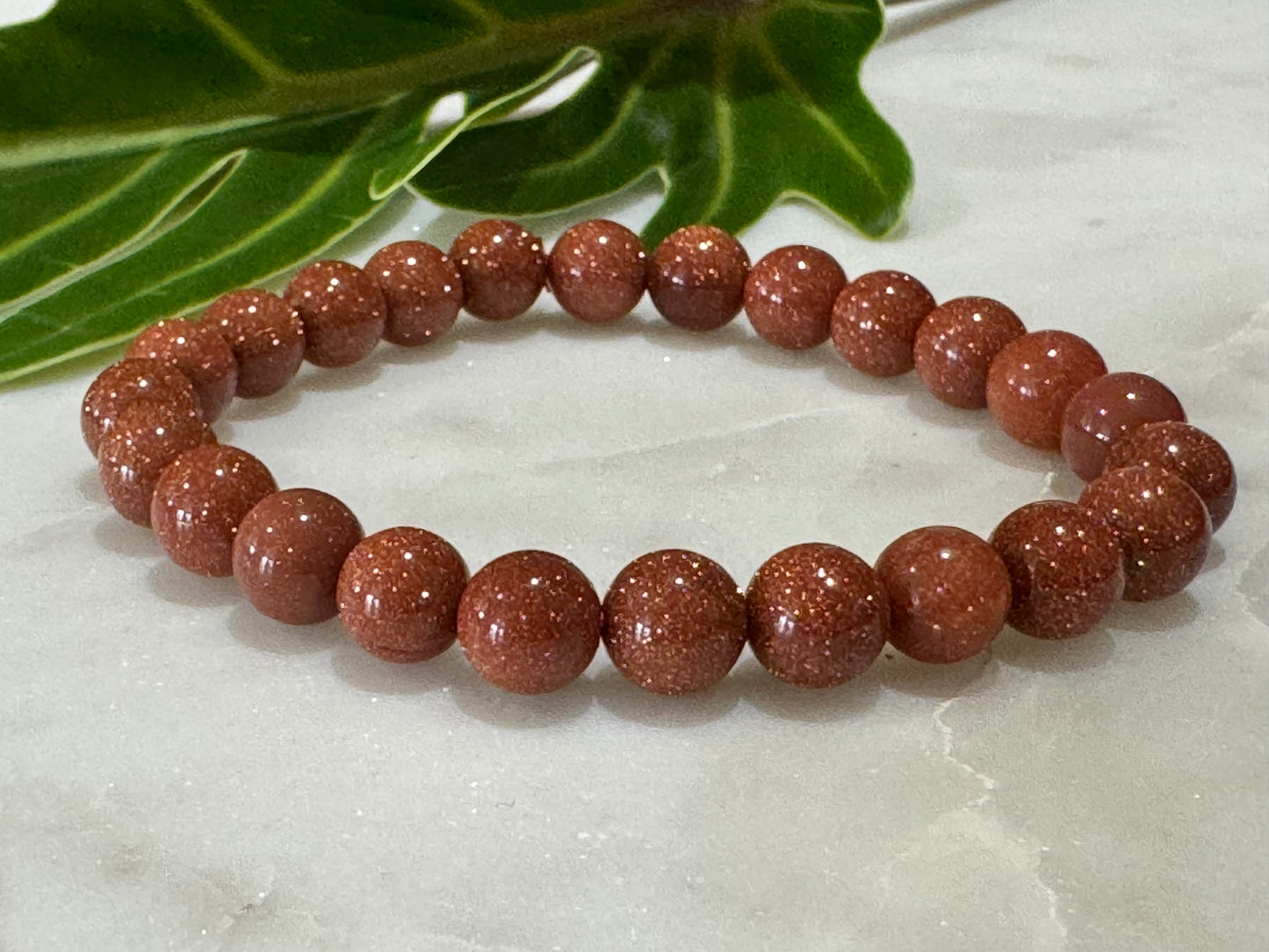 Red Goldstone Crystal Bead Bracelet