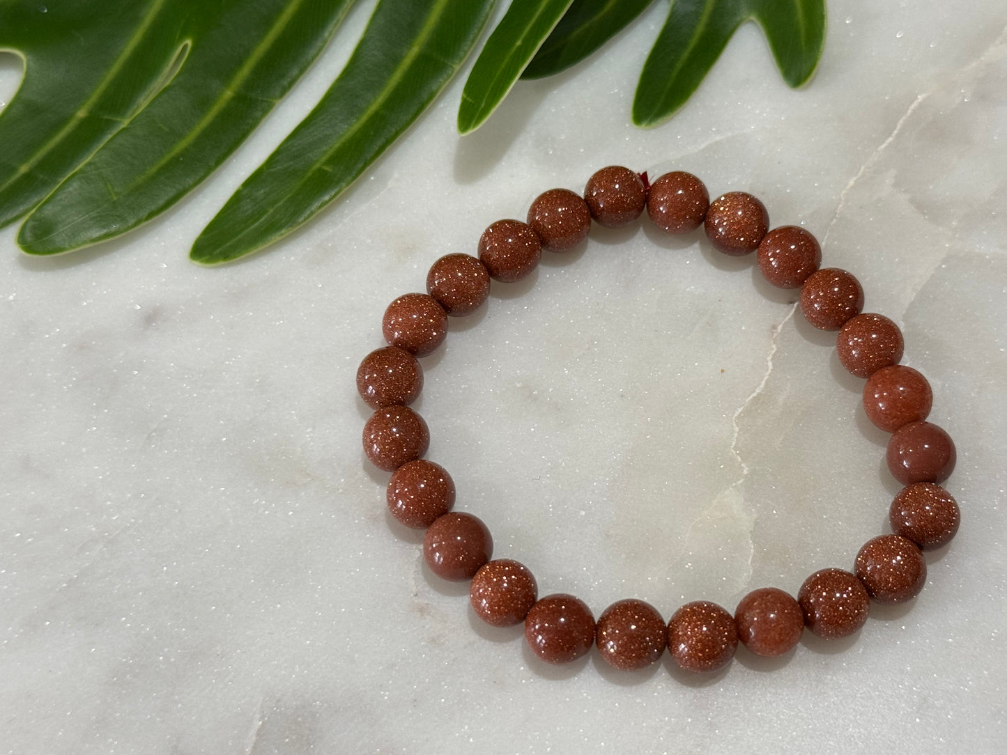 Red Goldstone Crystal Bead Bracelet