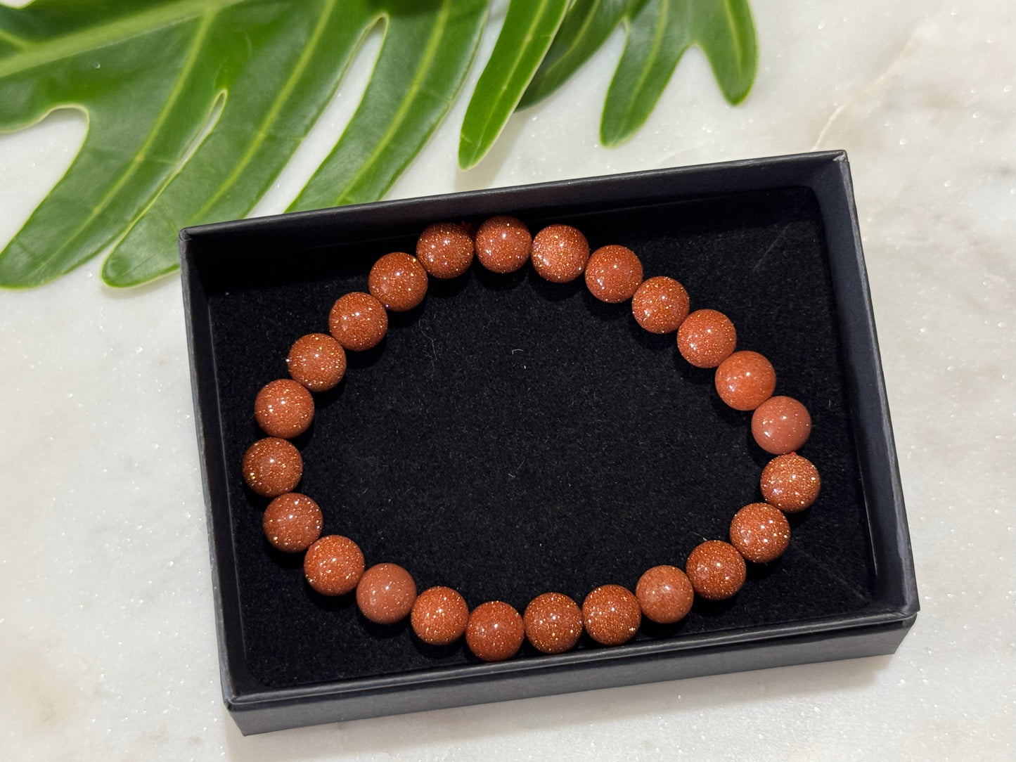 Red Goldstone Crystal Bead Bracelet