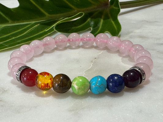 Rose Quartz Chakra Bead Bracelet