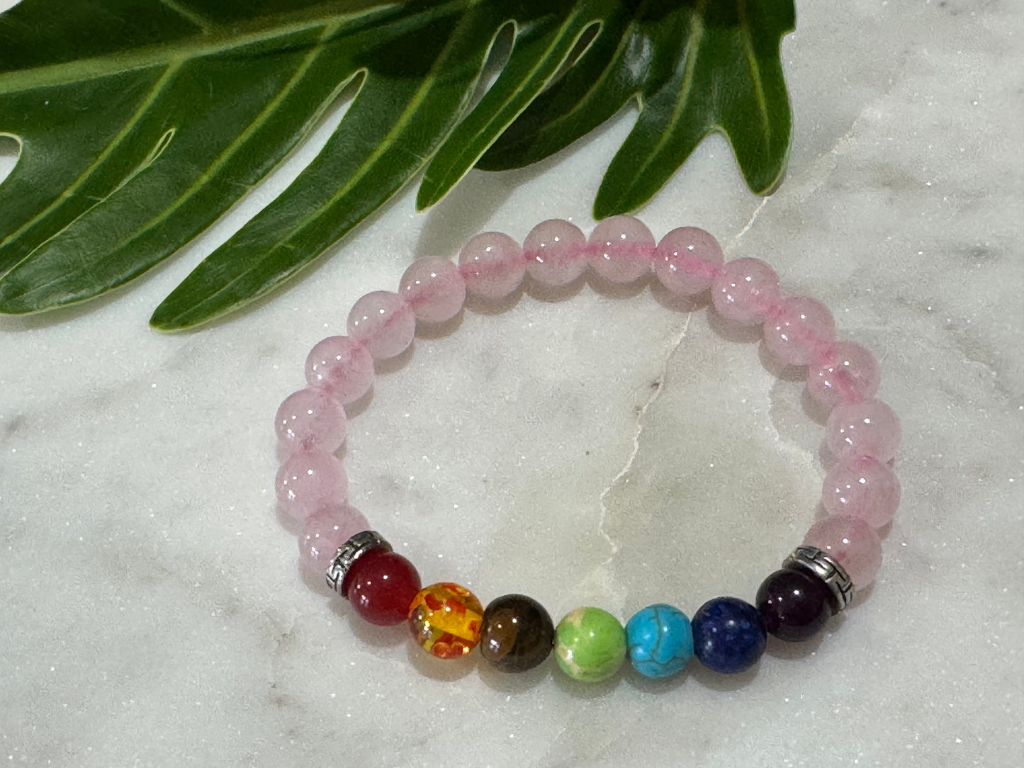Rose Quartz Chakra Bead Bracelet