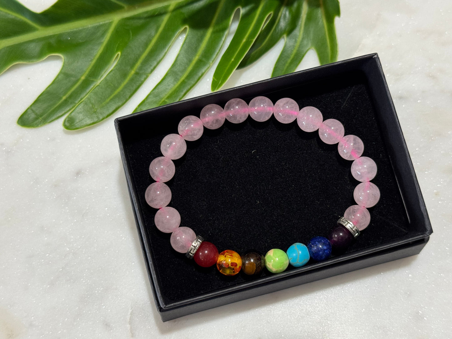 Rose Quartz Chakra Bead Bracelet