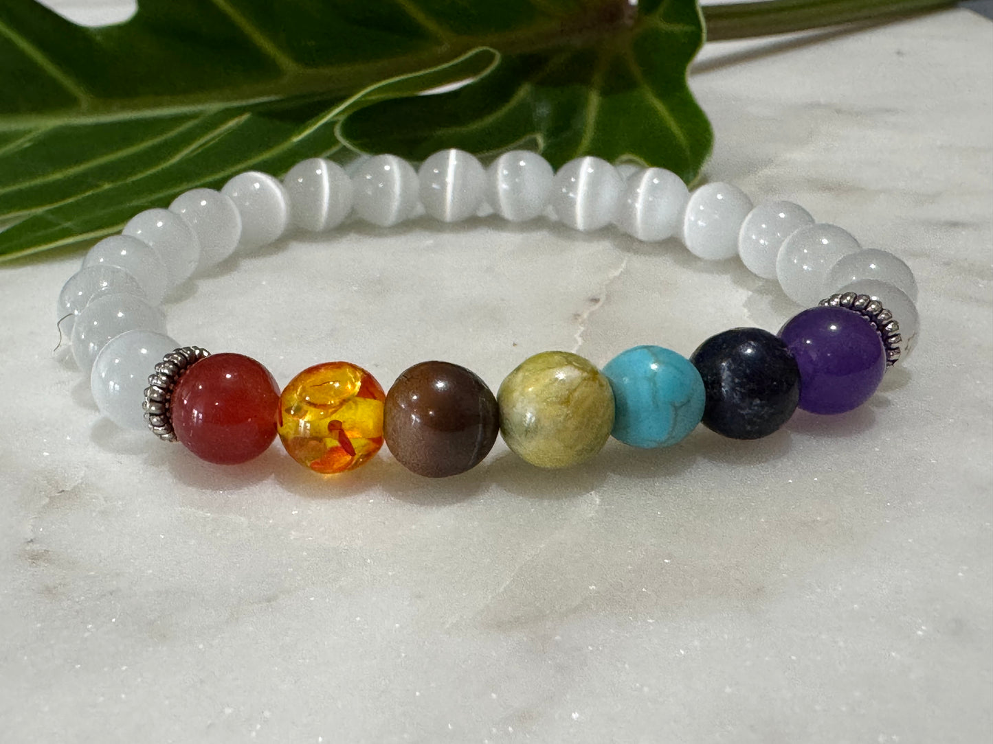 Selenite Chakra Bead Bracelet