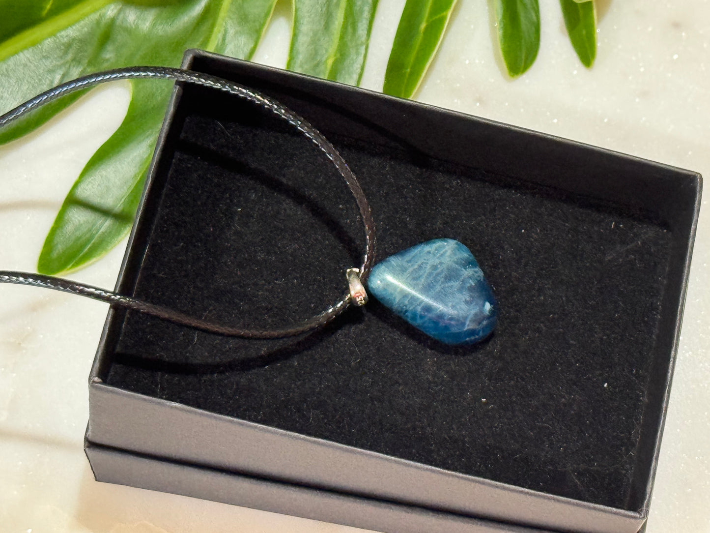 Blue Apatite Sterling Silver Tumble Pendant