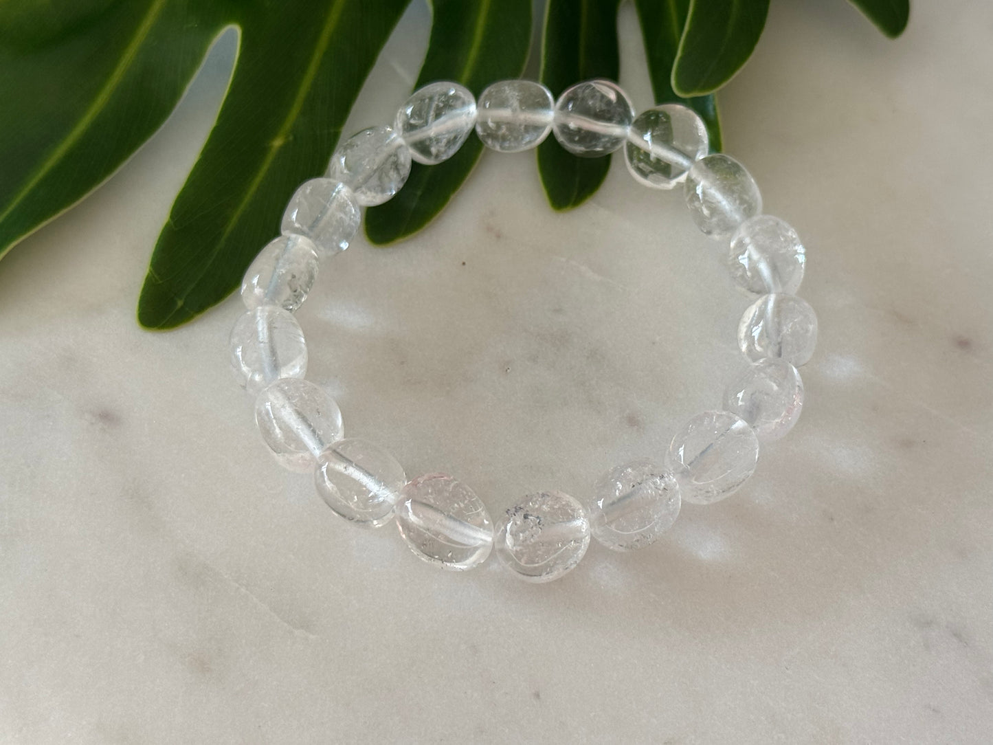 Clear Quartz Tumble Bead Bracelet