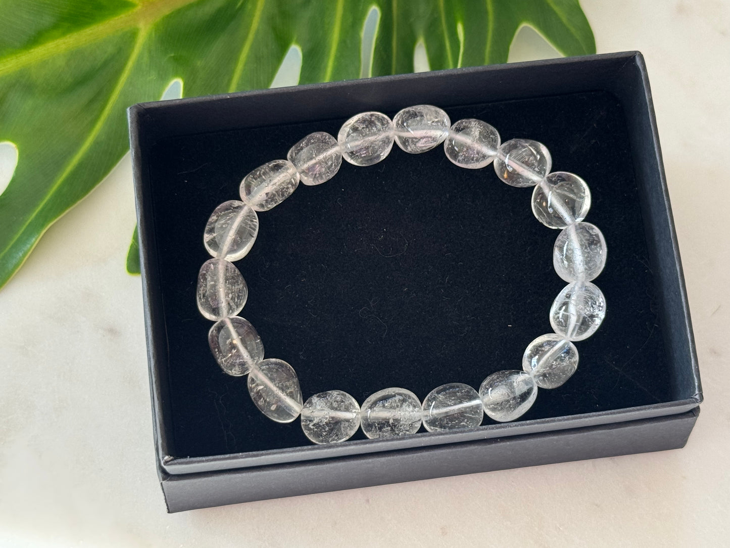 Clear Quartz Tumble Bead Bracelet