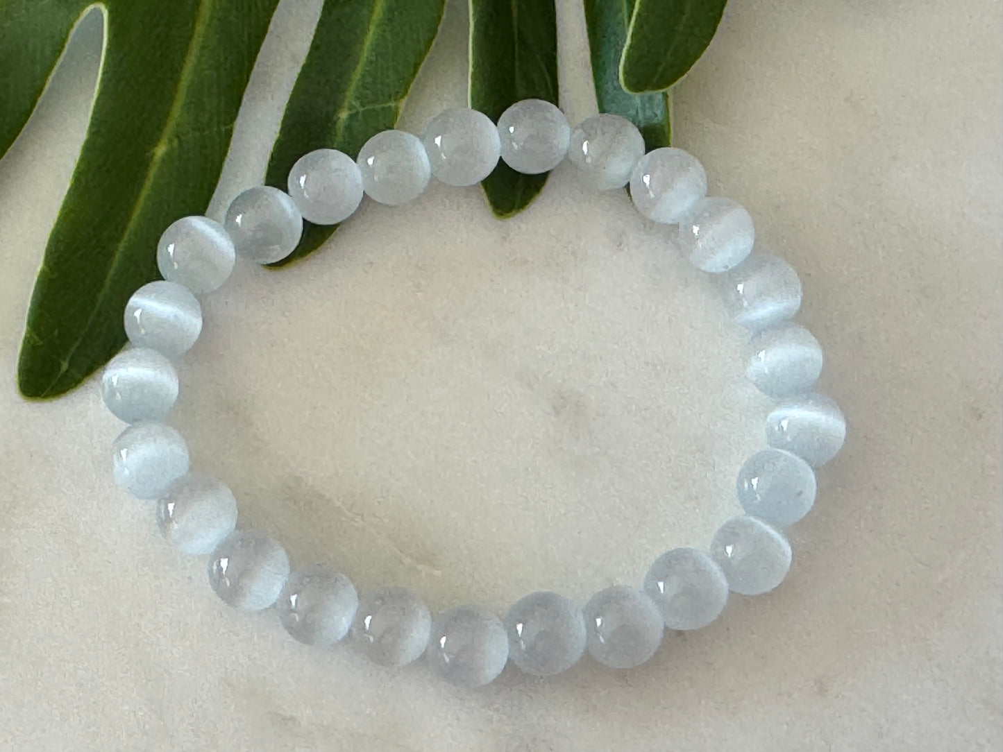 Selenite Crystal Bead Bracelet