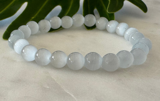 Selenite Crystal Bead Bracelet