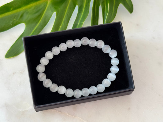 Selenite Crystal Bead Bracelet