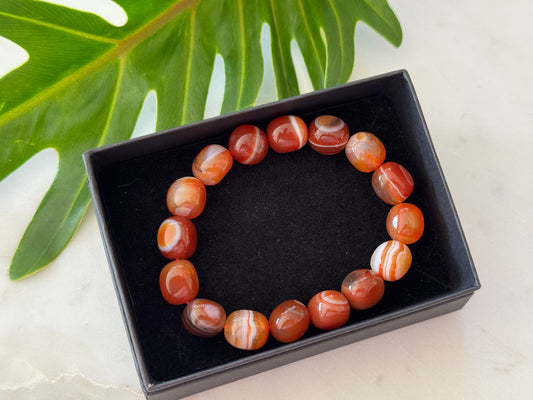 Carnelian Stripe Tumble Bead Bracelet
