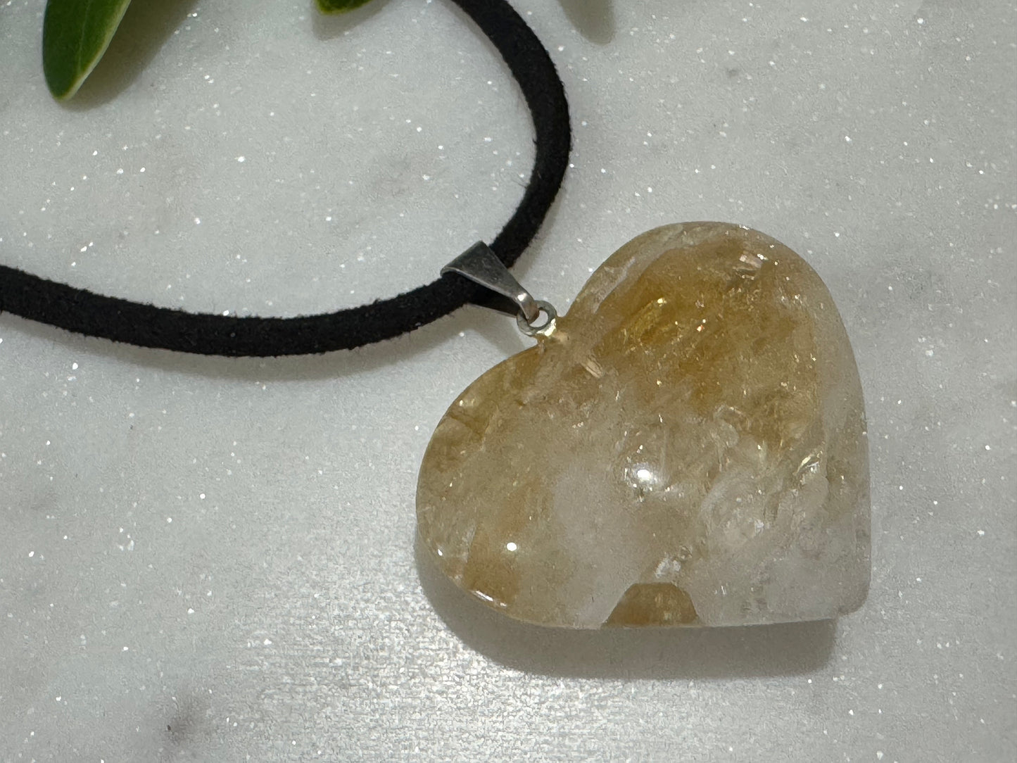 Citrine Crystal Heart-Shaped Pendant Necklace