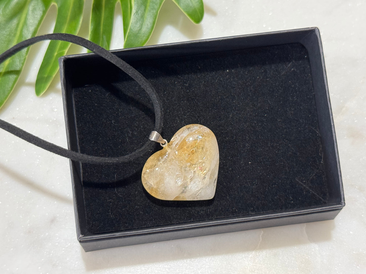 Citrine Crystal Heart-Shaped Pendant Necklace