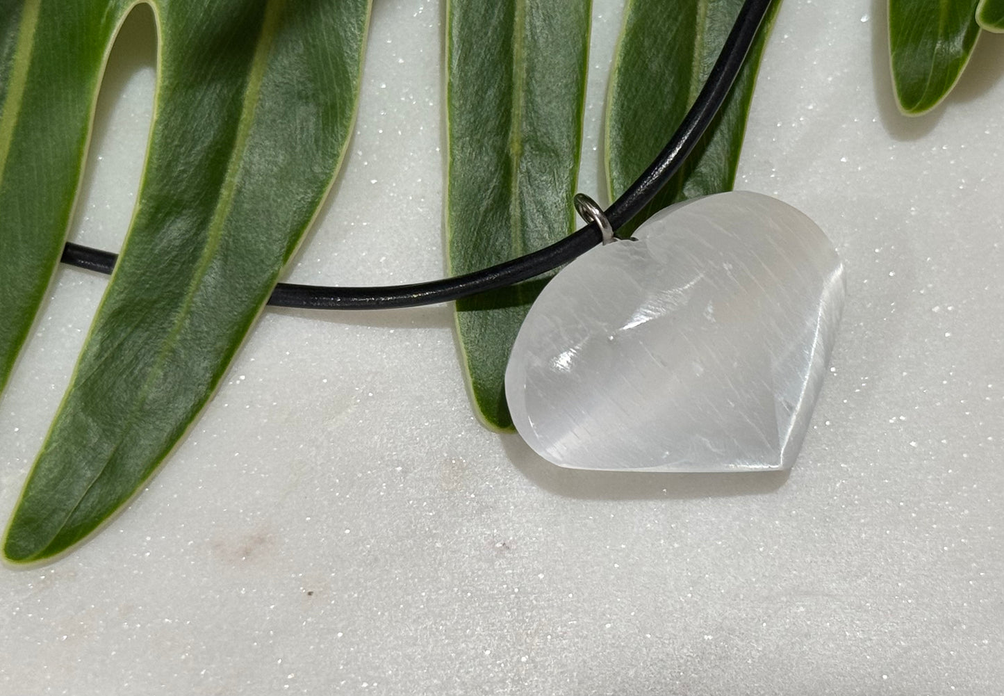Selenite Heart Pendant