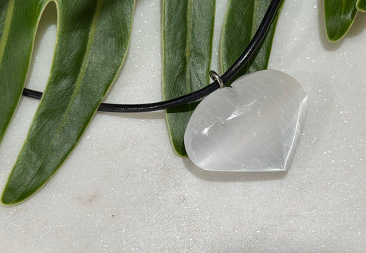 Selenite Heart Pendant