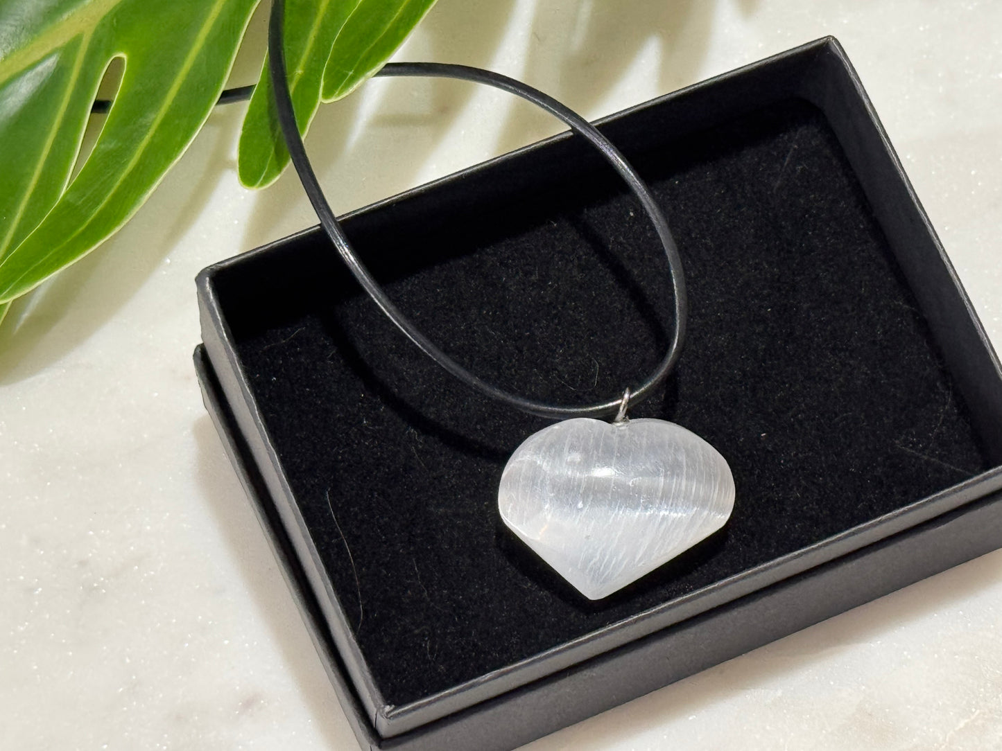 Selenite Heart Pendant