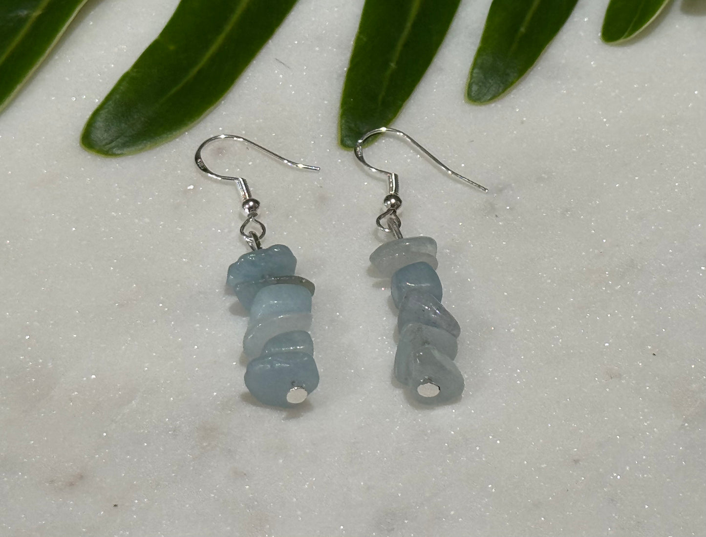 Aquamarine Crystal Chip Drop Earrings