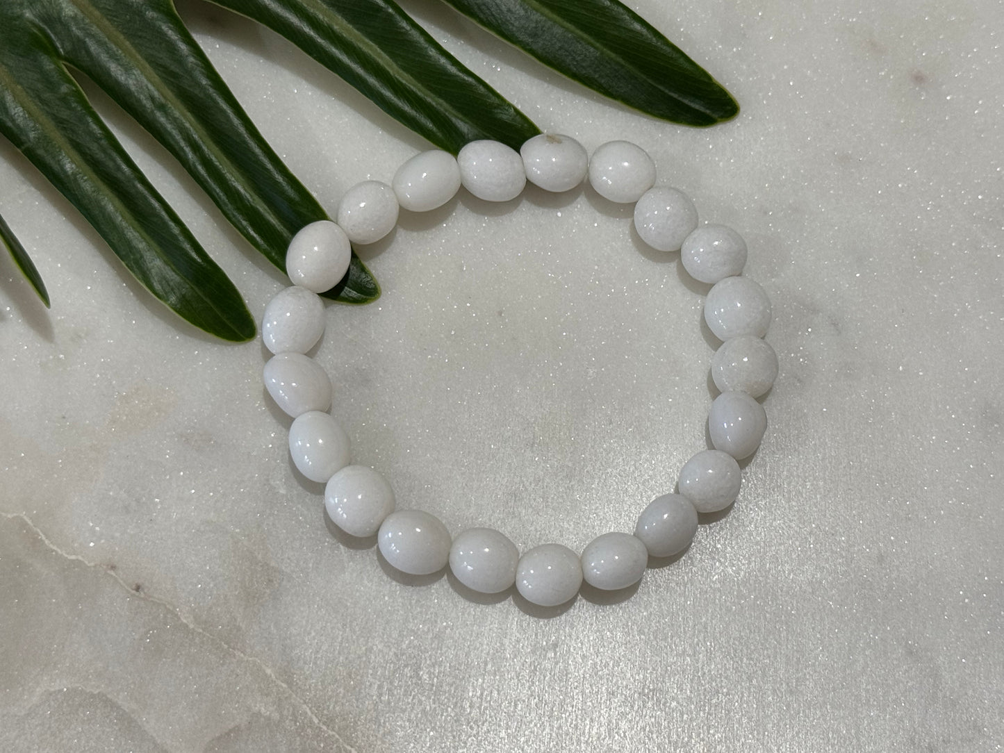 White Jade Crystal Bead Bracelet