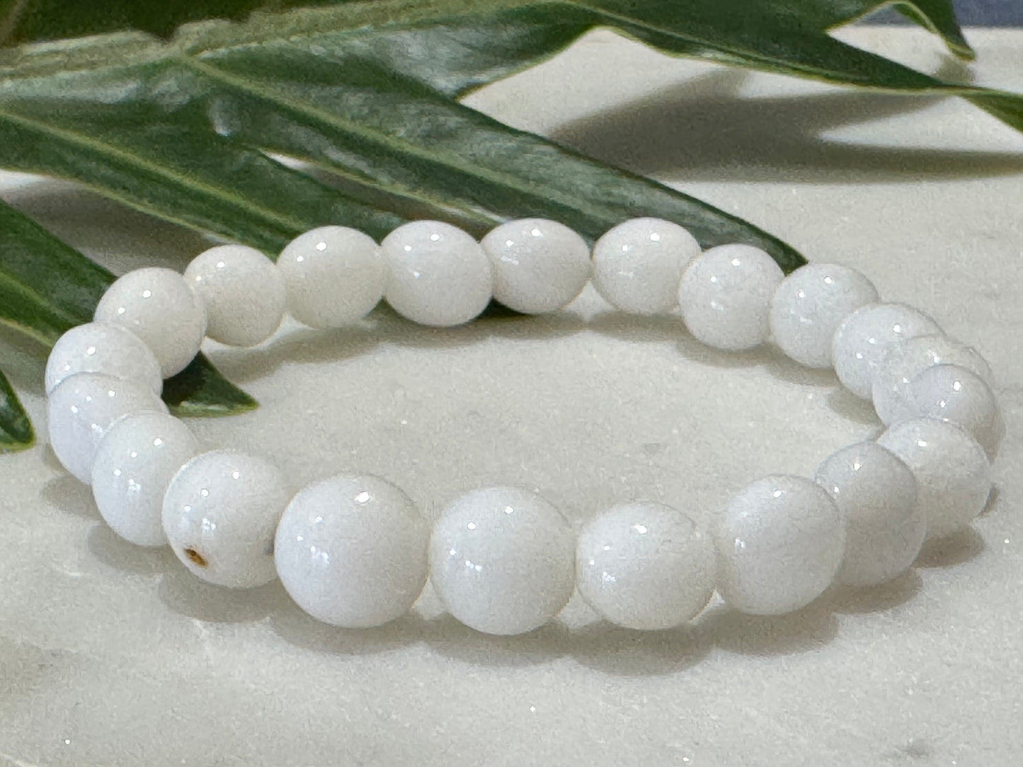 White Jade Crystal Bead Bracelet