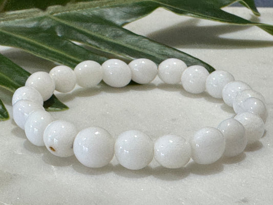 White Jade Crystal Bead Bracelet