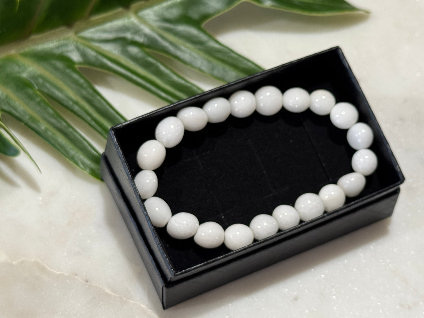 White Jade Crystal Bead Bracelet