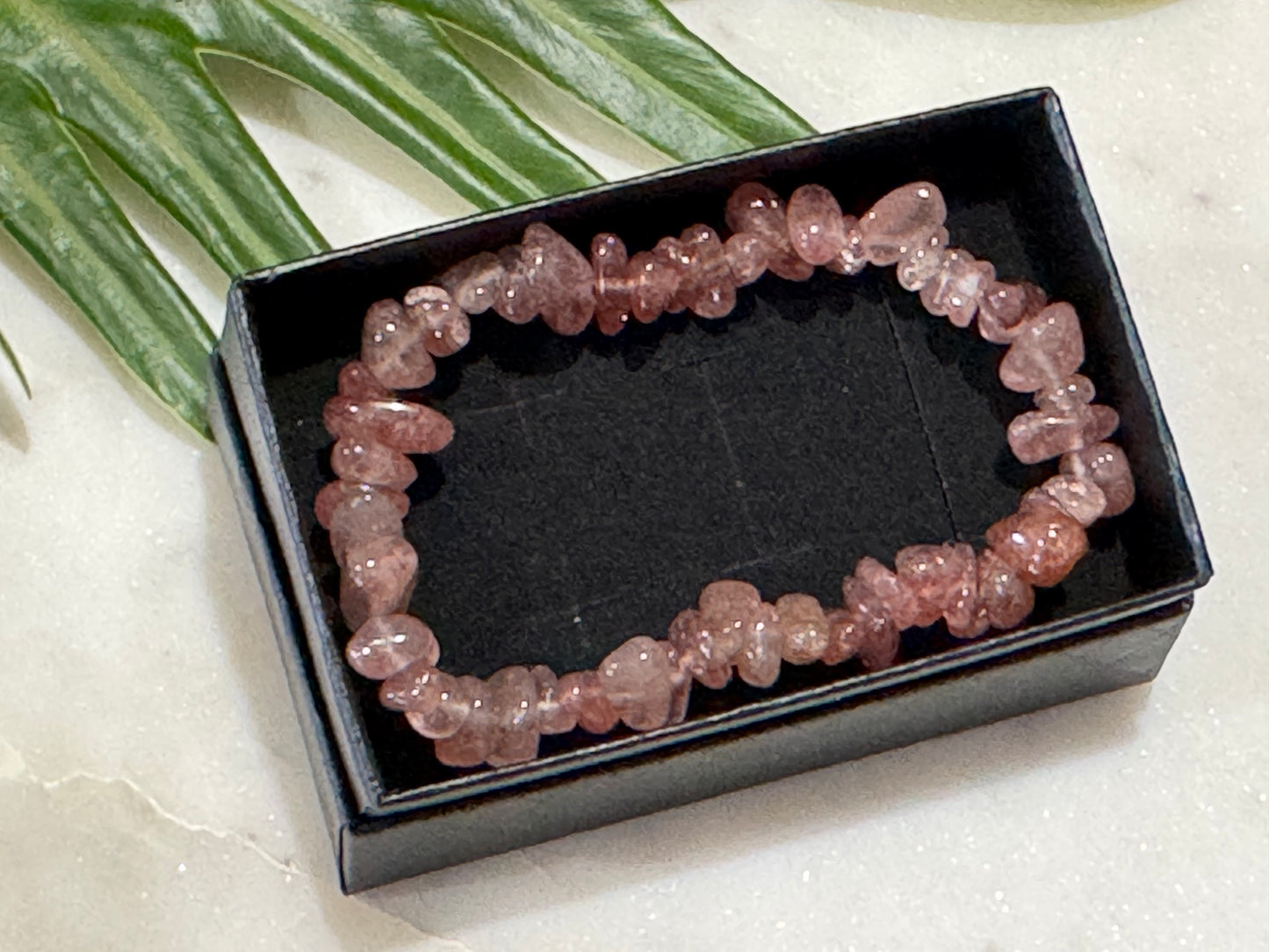 Strawberry Quartz Crystal Chip Bracelet