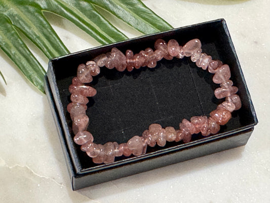 Strawberry Quartz Crystal Chip Bracelet