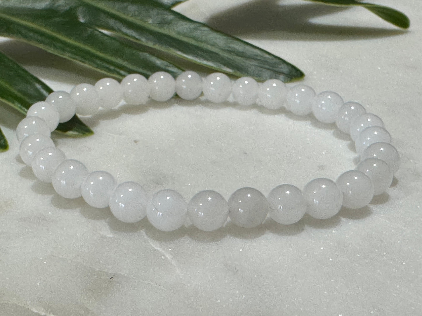 White Jade Crystal Bead Bracelet