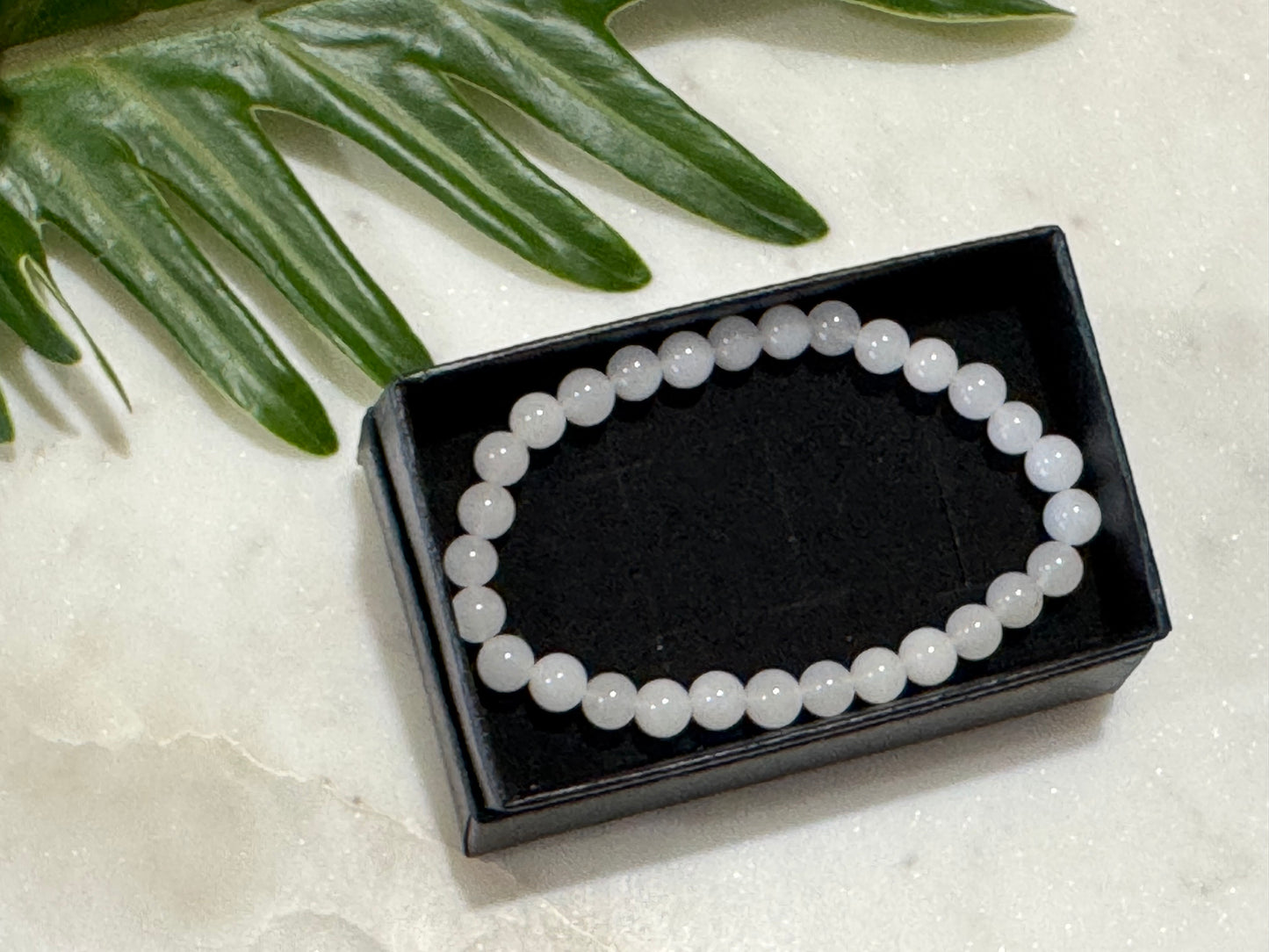 White Jade Crystal Bead Bracelet